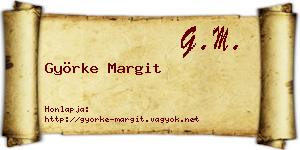 Györke Margit névjegykártya
